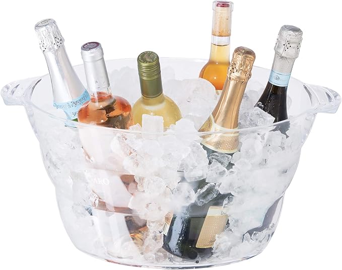 Oggi Insulated Ice Bucket (4 Quart) and Acrylic Oval Party Tub