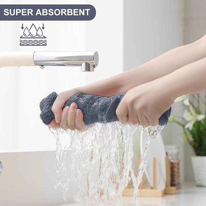 Homaxy 100% Cotton Kitchen Towels and Dishcloths Set, 12 x 12 Inches and 13 x 28 Inches, Set of 10 Bulk Kitchen Towels Set, Ultra Soft Absorbent Dish Cloths for Washing Dishes, Mixed Color