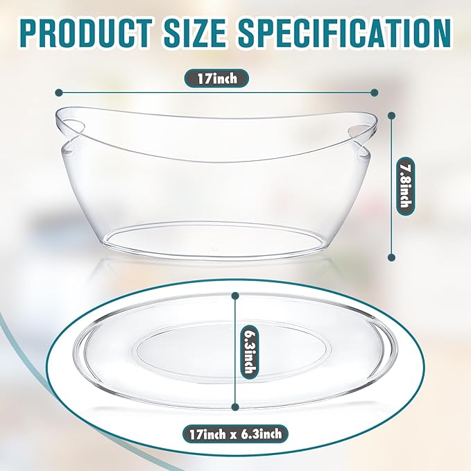 Ice Buckets for Parties, 2 PCS Ice Bucket for Cocktail Bar, 5.5L Drink Buckets for Parties, Wine Cooler, Champagne, Cocktails, Beer Chiller with 2 Ices Bucket Scoop(Clear)