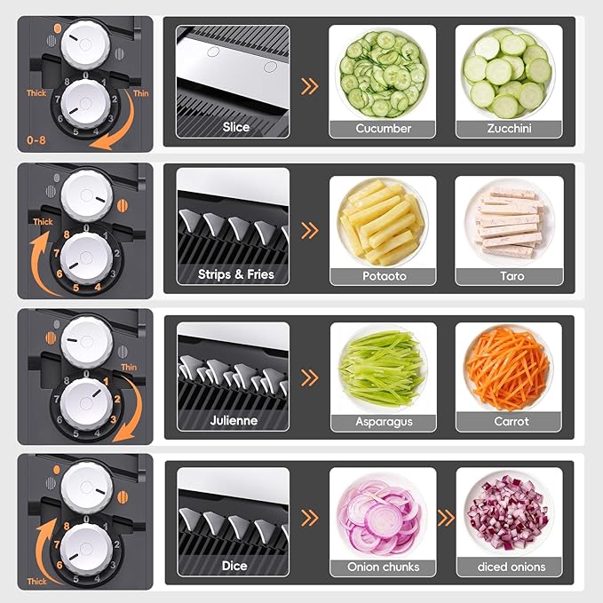 ONCE FOR ALL Safe Mandoline Slicer Pro, Gen 4th, Adjustable Thickness Vegetable Slicer For Kitchen, Food Chopper With Container, Lid, Drain Basket, Veggie Cutter For Potato Onion Fruit