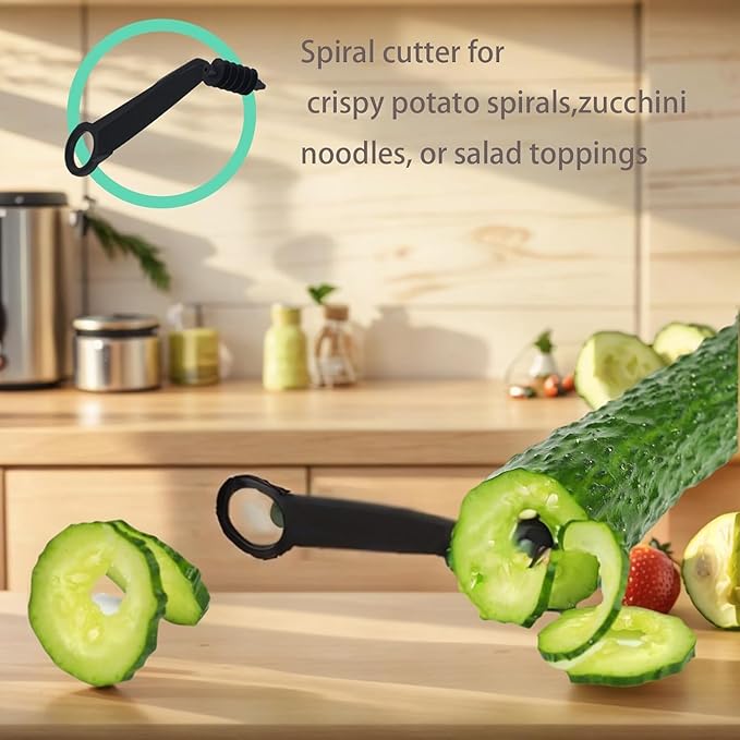 Kitchen Spiral and V-Shaped Tools, Spiral Slicer Blade Potato Cucumber Spiral Cutter, Fruits and Vegetable Carving Knife Hand Slicer Cutter, Manual Screw Peelers Kitchens and Dining Tooling