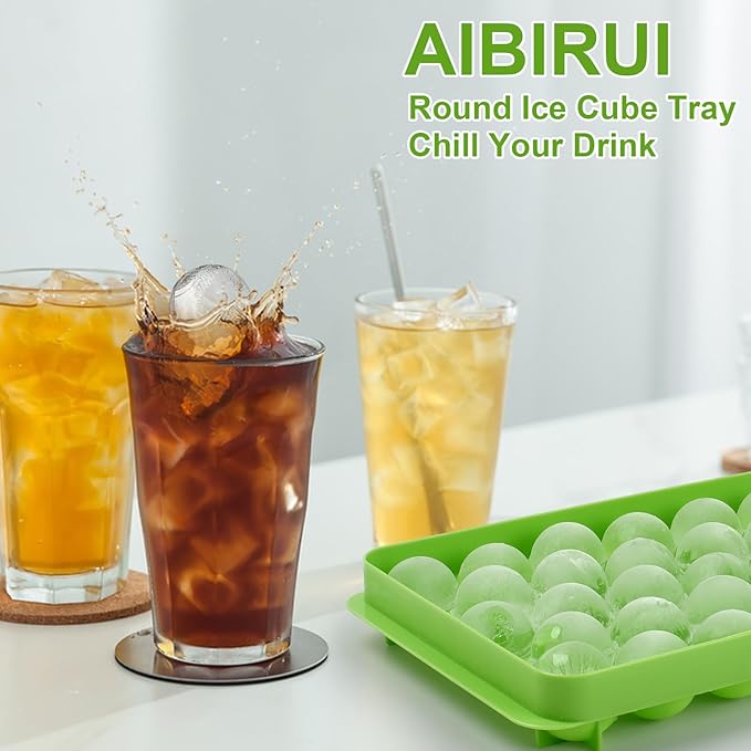 Round Ice Cube Trays for Freezer,1"x33 PCS Round Ice Cube Mold,Small Circle Ice Cube Tray with Lid,Ice Ball Maker Mold Making Sphere Ice Mold for Chilling Drinks,Coffee