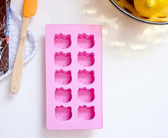 Sanrio Hello Kitty Flexible Silicone Mold Ice Cube Tray In Character Shapes | Reusable Ice Mold For Freezer Pink