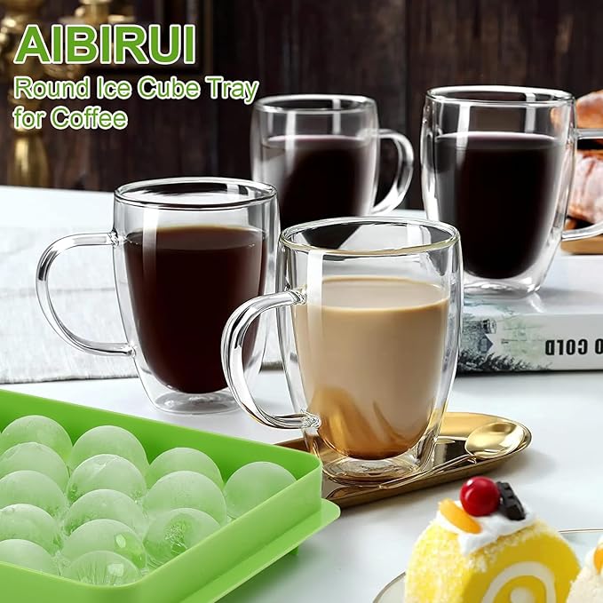 Round Ice Cube Trays for Freezer,1"x33 PCS Round Ice Cube Mold,Small Circle Ice Cube Tray with Lid,Ice Ball Maker Mold Making Sphere Ice Mold for Chilling Drinks,Coffee