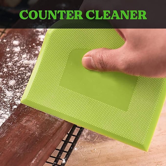 SURDOCA Dough Scraper Bench Scraper - 3P 14.2x8.5" Plastic Flexible Bowl Scraper, Sharp Edge & Angles Cake Scraper. Non-Slip Bakeware Decorating Tools Sculpting & Modeling Tools - Blue+Pink+Blue