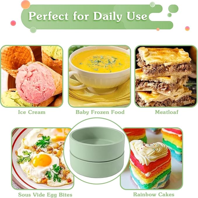 3Pcs ZHYEEDAA Air Fryer Egg Mold,Silicone Egg Molds, Individual Egg Bite Maker Reusable Egg Molds, Microwave Egg Cooker, BPA Free, Dishwasher Safe (Round- avocado green)