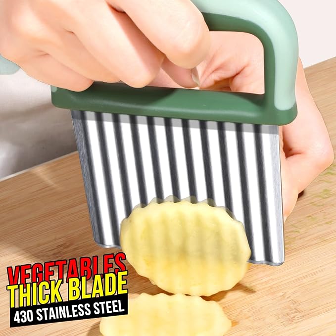 HNYYZL Crinkle Cutter,Wavy Crinkle Cutter Stainless Steel 2 PCS,Wavy Knife,Cutting Tool for Veggies,French Fry Potatoes
