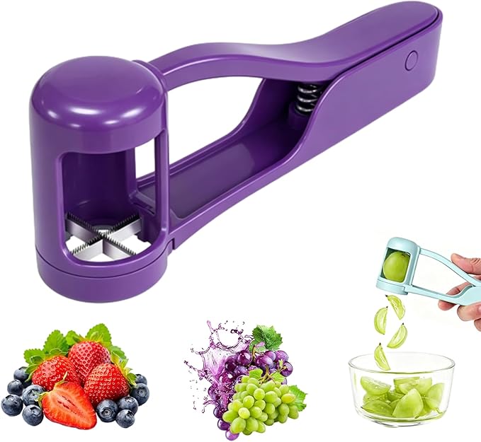 Grape and Cherry Tomato Cutter, Fruit Slicer Handheld, One Second Fruit Slicer for Cherry Tomatoes, Ideal for Grapes, Cherry Tomatoes, Strawberries, Blueberries, And Small Fruits (C)