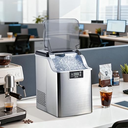 VEVOR Countertop Ice Maker, 44 lbs per Day, Self-Cleaning Portable Machine with Scoop, 4 lbs Ice-Storage Basket, Nugget Ice-Making Machine with Chewable ICES for Home, Kitchen, Office, Bar & Party