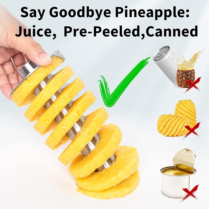 Newness Pineapple Corer and Slicer Tool, Robust Pineapple Core Remover with Upgraded Cutter & Reinforced Thicker Blade, Stainless Steel Kitchen Fruit Gadget for Diced Pineapple Rings (Red)