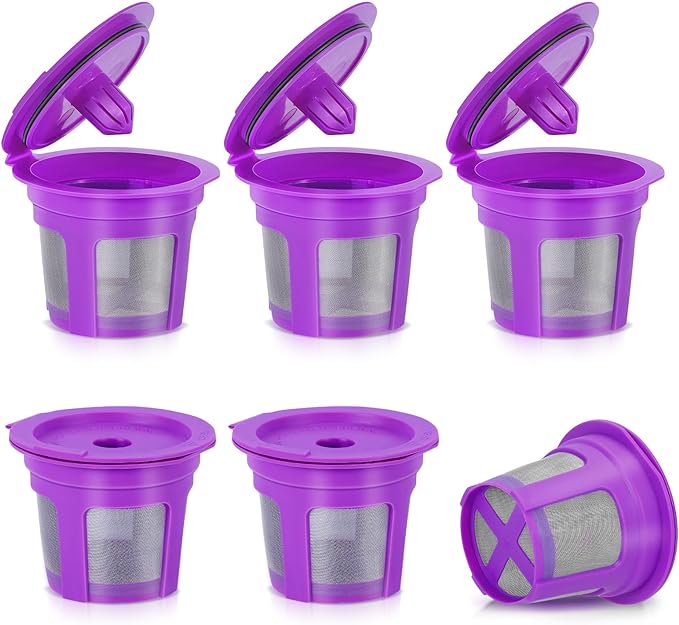 [SANYEDOU] Reusable Coffee Filters Reusable K Cup Filters Cups K Cups For Keurig 1.0+2.0 Mini K cup Refillable Pods BPA Free-(6 PACK)