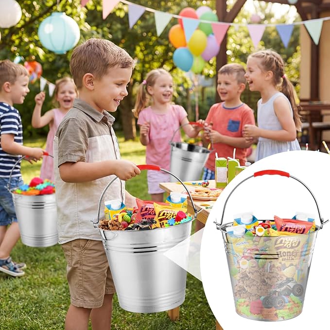 OBTANIM 3 Pack 7L Stainless Steel Metal Ice Buckets Champagne Drink Cooler Storage Ice Pails with Handle and Lid for Party Favors Organizing Home Parties Bar Cooling Supplies