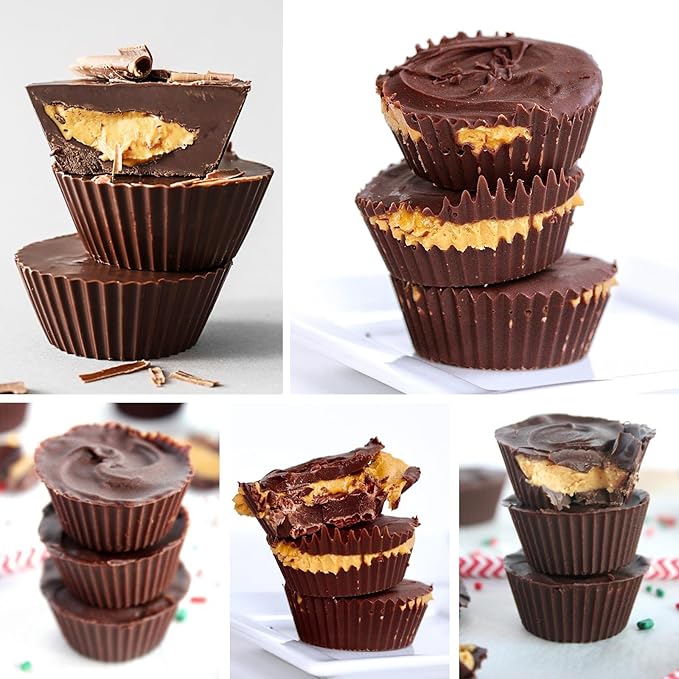 Silicone Peanut Butter Cup Molds, 3 Pack, 12-Cavity Non-stick Candy Chocolate Making Trays for Brownie Mini Tart Pudding Jelly
