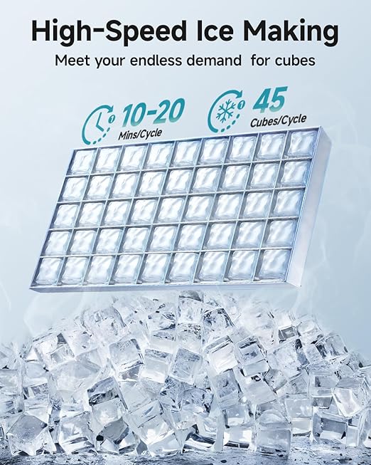EUHOMY Commercial Ice Maker Machine, 100lbs/24H Stainless Steel Under Counter ice Machine with 33lbs Ice Storage Capacity, Freestanding Ice Maker.
