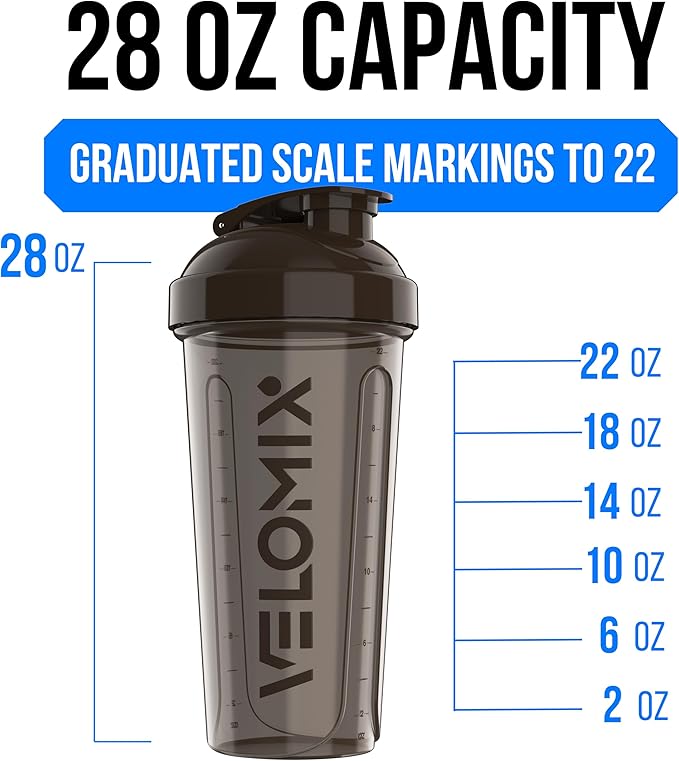 VELOMIX -4 PACK- 28 oz Protein Shaker Bottle for Protein Mixes - 4x Wire Whisk | Leak Proof Shaker Cups for Protein Shakes | Protein Shaker Bottle Pack | Protein Shake Cup (Urban Clay)