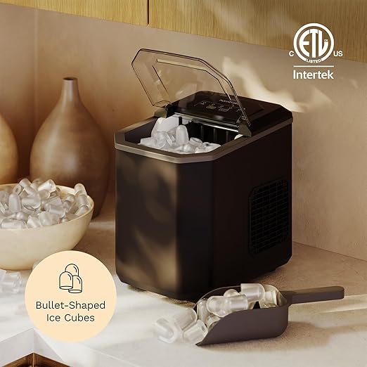 hOmeLabs Countertop Ice Maker – 9 Ice Cubes in Just 6 Minutes, 26lbs in 24Hrs, 2 Ice Sizes, Self-Cleaning, Includes Ice Scoop & 5 Ice Bags, Black Portable Ice Maker for Home/Kitchen/Bar/Dorm/RV