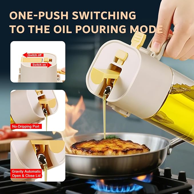 MUOOMU Oil Sprayer for Cooking, Upgraded Olive Sprayer Bottle, Air Fryer Accessories, Mister 7oz/200ml Vinegar Spritzer, Kitchen Gadgets for Salad, BBQ, Roasting (Glass-C (Upgraded))