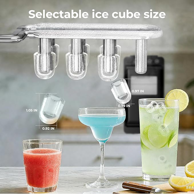 Antarctic Star Countertop Ice Maker, 26lbs/24H Ice Machine, Self-Cleaning Portable Ice Maker with 1.1lb Storage, 8 Bullet Ice in 6 Mins, Compact Ice Maker for Home/Office/Outdoor, Black