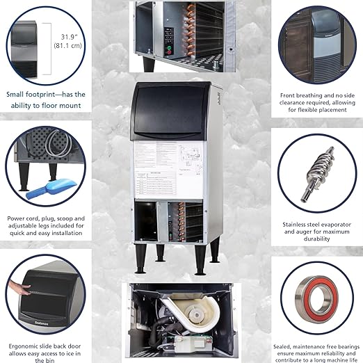 Scotsman UN1215A-1 15" Air-Cooled Nugget Undercounter Ice Maker Machine with 36 lb. Storage Capacity, 119 lbs/Day, 115v, NSF