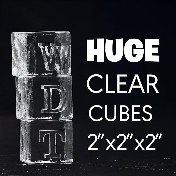 Letter W Monogram Clear Ice Cube Maker, 2" Big Ice Cubes Mold for Whisky and Cocktails, Large Initials Silicone Ice Cube Tray Personalized Gifts for DAD Gifts for Men (Letter W)
