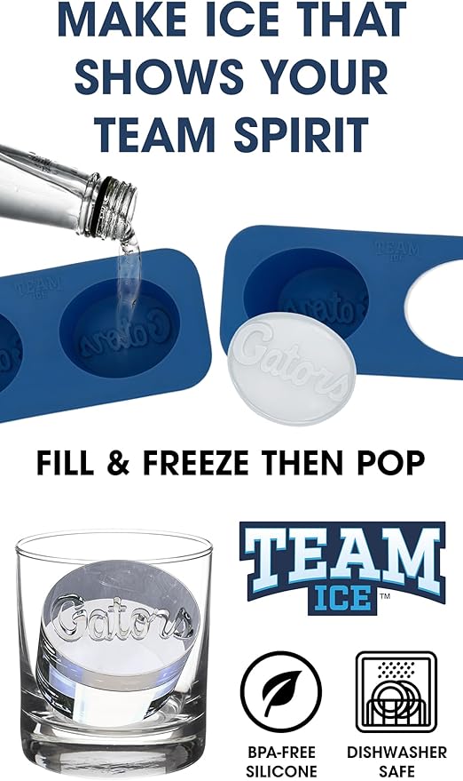 TEAM ICE - Florida Gators Silicone Ice Cube Tray - Large Silicone Ice Cube Mold for Whiskey & Cocktails, Durable Ice Tray for Game Day Drinks, College Logo Ice Mold for Fans & Tailgate Parties