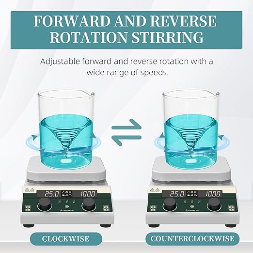 10L Capacity Magnetic Stirrer Hot Plate,350°C Heating & 2000 RPM, Includes Temp Probe and Stir Bar, Large 7.1" Square Hotplate