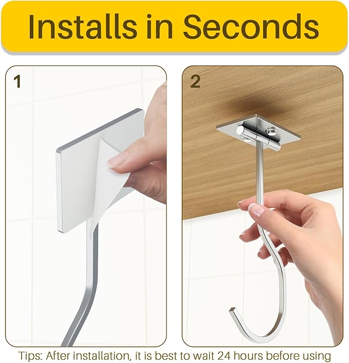bussdis Under Cabinet Banana Hook Foldable - Adhesive Banana Hanger Under Counter, Heavy Duty Stainless Banana Holder (13lb), Magnetic Fold-Up When Not in Use, Premium Material, Silver