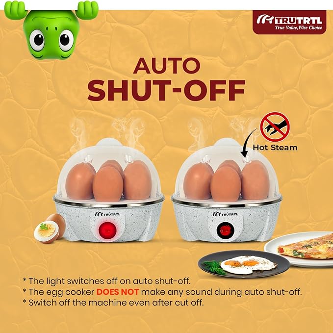 truTRTL Electric Egg Cooker | Boils upto 7 eggs | Poacher | Omelet maker | Vegetable steamer, dumpling & More | Marble
