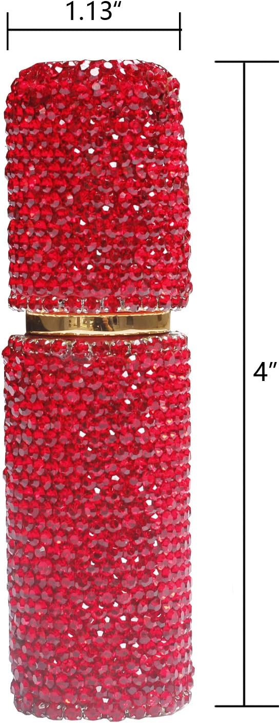 Rhinestone Empty Portable spray bottle, cosmetic Perfume spray bottle spray essential oil bottle glass perfume bottle 10ML (Red)