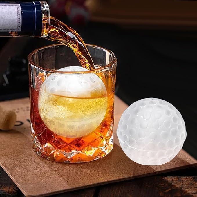 Golf Ball Ice Mold, Golf Shapes Ice Cube Tray, Ice Cube Molds Fun Shapes for Whiskey Cocktails Drinks Chilling, Silicone Sphere Ice Mold Make 4 Large Ice Balls