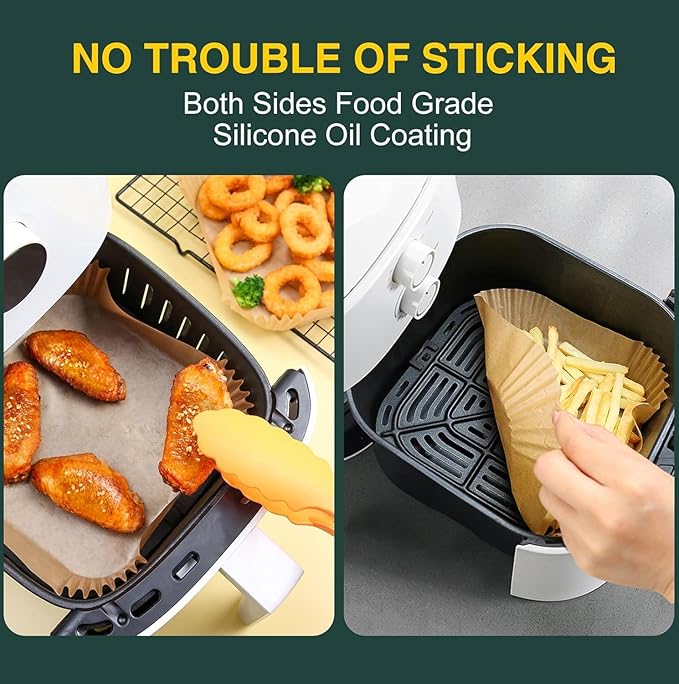 Air Fryer Disposable Paper Liners Square, Non-Stick Parchment, AirFryer Accessories for Baking Microwave Oven Frying Pan, Oil Proof, Water Proof (125PCS, 6.3inch)