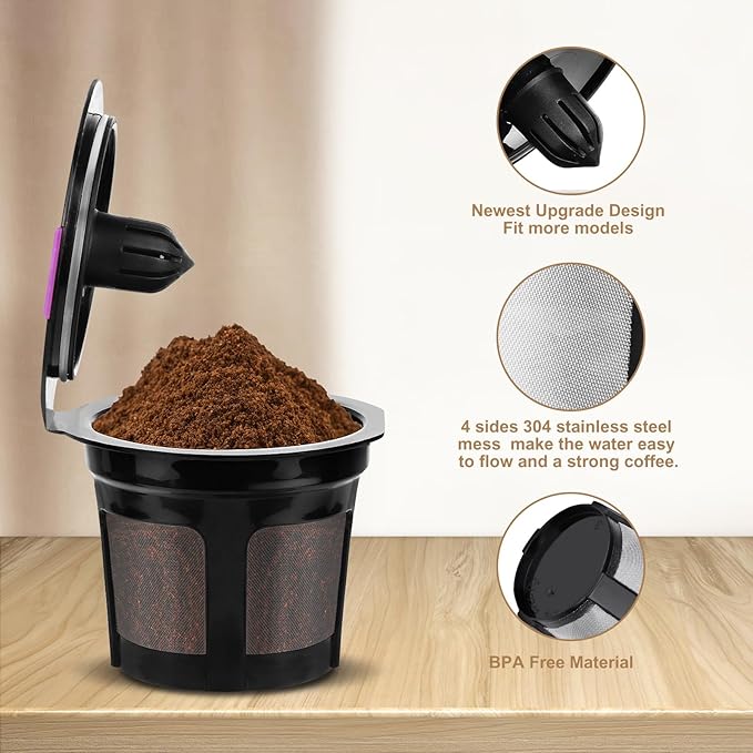 Reusable K Cups for K-eurig, 8 Pack K Cup Reusable Coffee Pods, Universal Reusable K Cup for K-eurig 1.0 and 2.0, Refillable K Cup Coffe Pods BPA Free