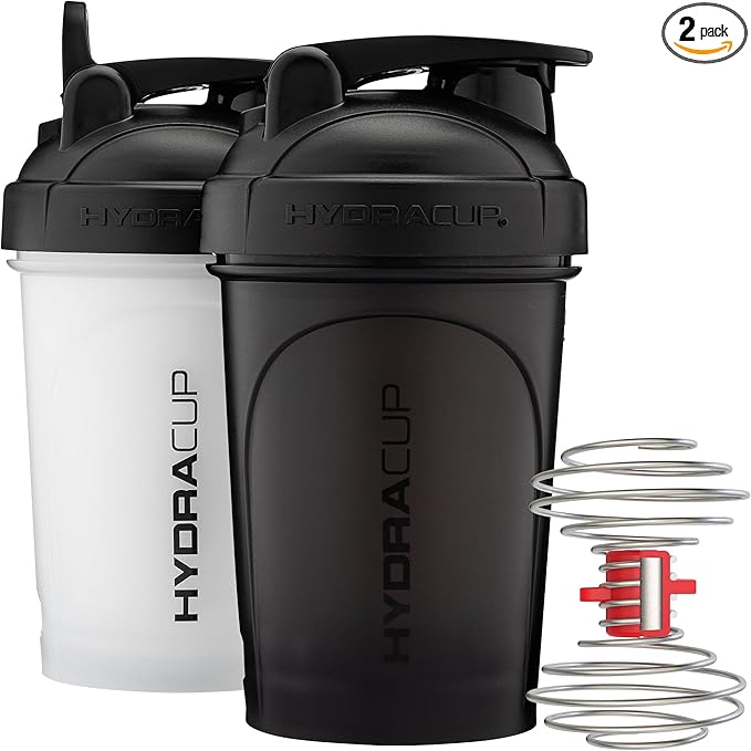 Hydra Cup - 2 Pack - 20oz Shaker Bottles | Protein Shaker Cups with Whisk Ball, Leak-Proof, Carry Handle | BPA-Free Gym Mixer for Protein Powder, Mixing Supplements