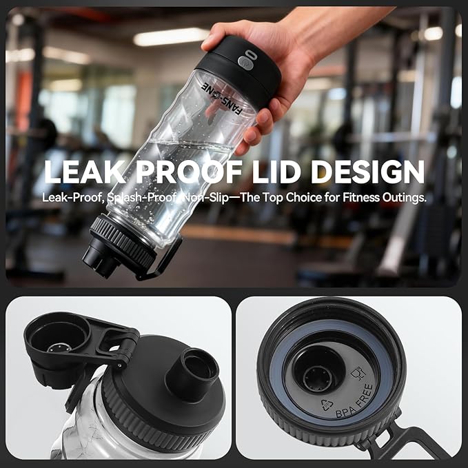 FANS-ONE Electric Protein Shaker Bottle, 24 oz USB C Rechargeable Electric Mixer, Shaker Cups for Protein Shakes and Meal Replacements, Portable Blender Self Mixing Cup for Gym Workout, Transparent