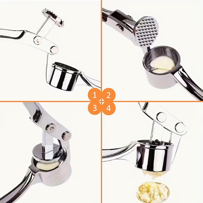 [1 PACK] Stainless Steel Garlic Press - Professional Kitchen Garlic Crusher - Easy Squeeze, Dishwasher safe - Cooking Utensils, Clove Press and Ginger Mincer