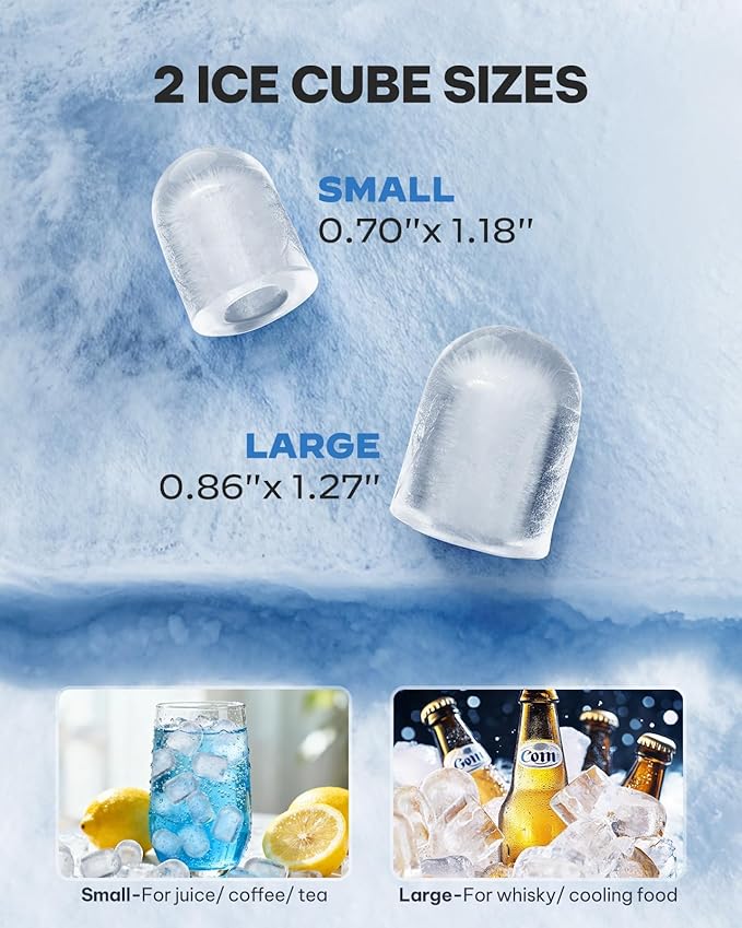 Silonn Countertop Ice Maker, Portable Bullet Ice Machine with Handle, 26 lbs/Day, 9 Ice Cubes in 6 Minutes, Self-Cleaning, Includes Basket & Scoop, for Home Kitchen Camping RV