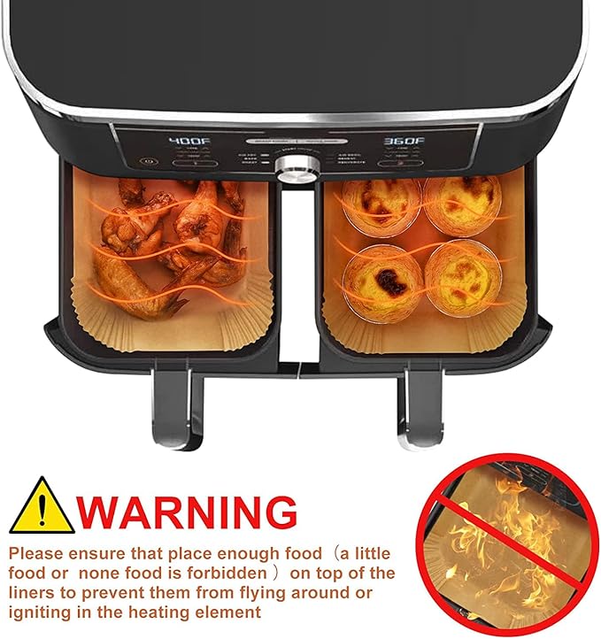 Air Fryer Disposable Liners, Air Fryer Liners Rectangle 8.6x 5.5'', Air fryer Parchment Paper Liners, Accessories Baking Paper (100pcs)
