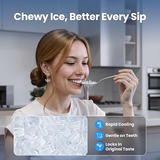 VIBOFROST Nugget Ice Maker Countertop – Premium Stainless Steel, Chewable Sonic Ice, 2000+ Ice Pellets Daily, Ready in 6-10 Minutes, Self-Cleaning & Innovative Anti-Scale System (Grey)