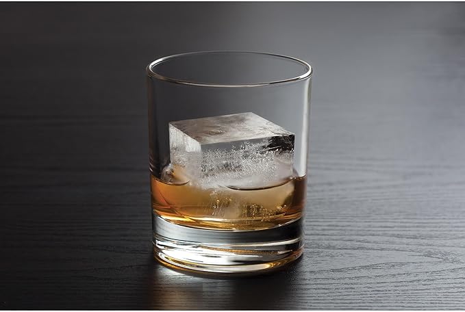 HIC Kitchen Big Block Silicone Ice Cube Tray, European-Grade, Non-Stick, Makes 8 Large Ice Cubes, Set of 2
