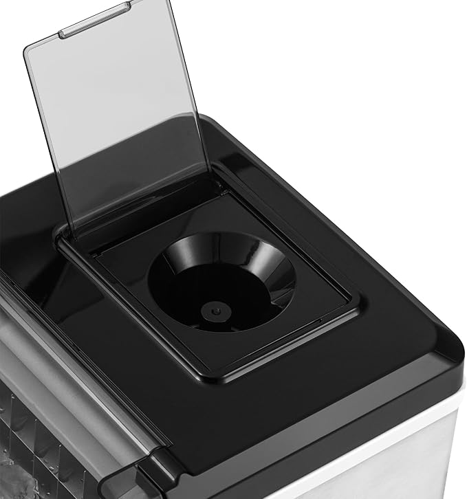 Newair Countertop Clear Ice Maker, 45lbs/Day Ice Cube Machine, Self-Cleaning Function and Custom Ice Thickness, Portable Ice Maker, 24H Timer, Ideal for Home Office and Outdoor Bar, Stainless Steel