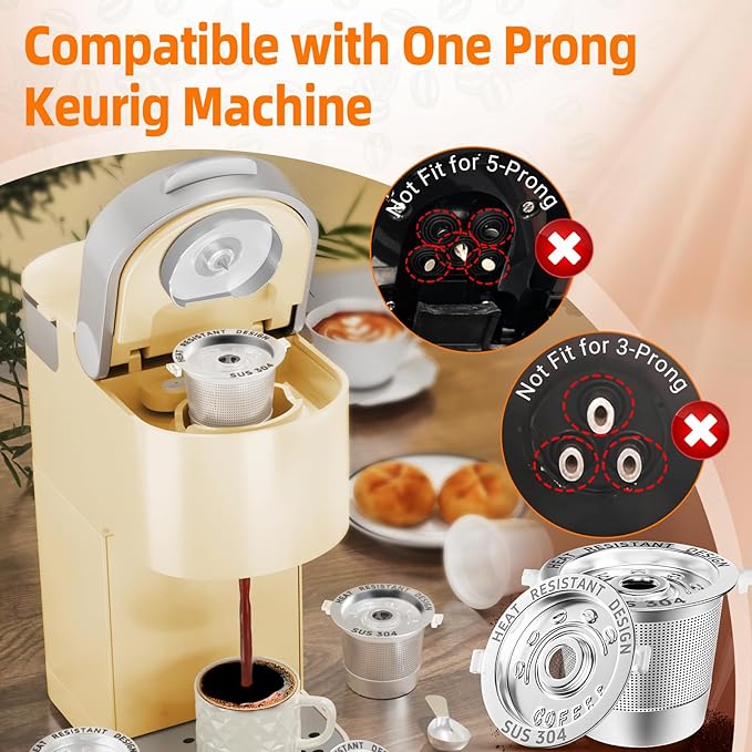 3 Pack Reusable K Cups Coffee Pods for Keurig 1.0: Stainless Steel Refillable K Cups - Reusable Coffee Filters for Keurig Coffee Machine, SUS 304‌, BPA-Free, Heat Resistant Handles, Scoop