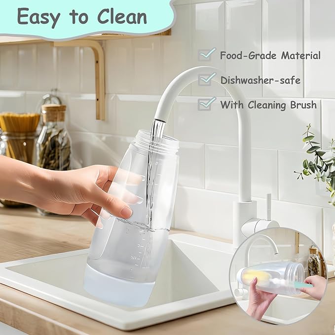 Pancake Batter Dispenser with Wire Whisk, BlenderBall, Silicone Spatula and Brush, Cleaning Brush, 1000 ML Large Capacity Leak-Proof Design for Pancakes Waffles Muffins and Crepes(White)