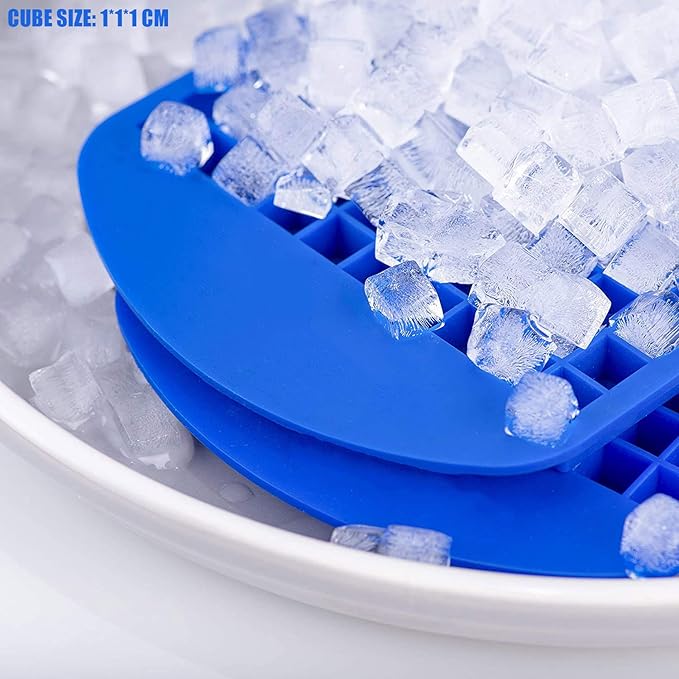 Silicone Mini Ice Cube Tray, 160 Crushed Ice Cube Molds Easy Release Small Ice Cube for Chilling Whiskey Cocktail, Kitchen Gadgets Stackable Ice Trays (Blue)