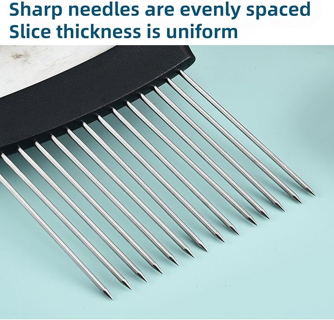 Large Onion Holder for Slicing, Extra-Large Onion Cutter Chopper, Stainless Steel Veg Slicer for Potatoes/Lemons,Eggs,Food Slicer Assistant Tool for Fruit and Meat