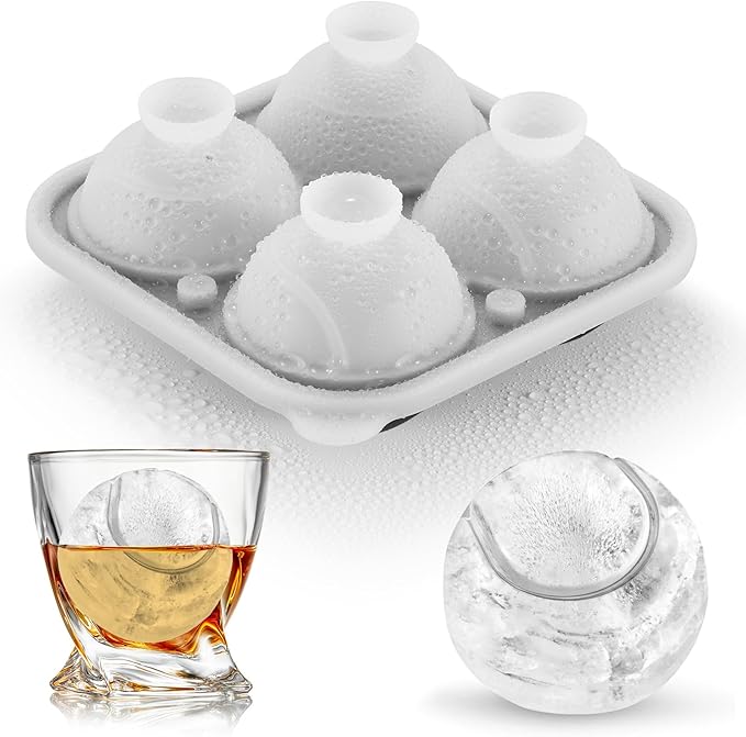 ACOOKEE Novelty Tennis Gifts Ball Ice Maker Mold, 2.2" Large Sphere Round Ice Cube Mold for Cocktails, Whiskey, Bourbon, Fun Shapes Big Whiskey Ice Cube Mold Gifts for Christmas Stocking Stuffers