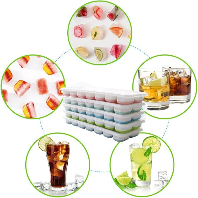Ice Cube Tray 6 Packs, Silicone ice Cube Tray With Lid, Ice Cube Trays For Freezer, Easy-Release Food-Grade PP & Organic Silicone, Portable & Separable, Dishwasher Safe, Effortless Cleaning & Usage