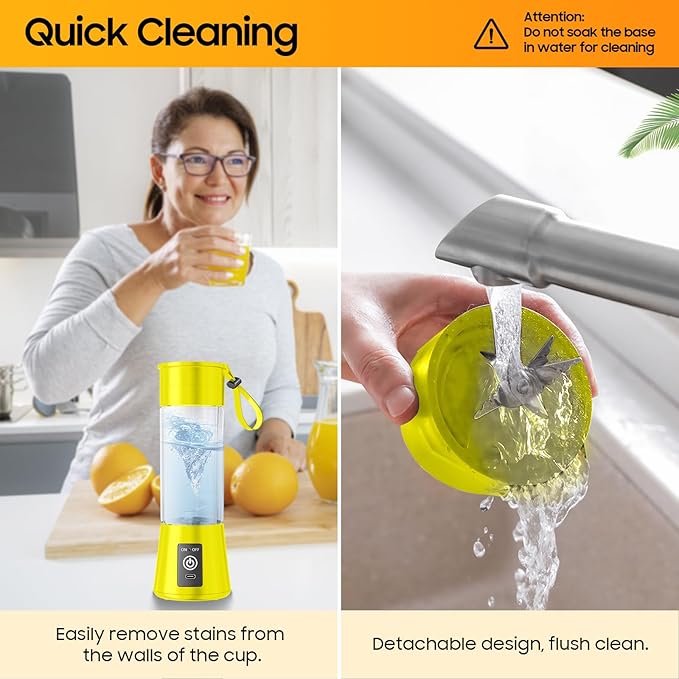 2026 Newly Upgraded Portable Smoothie Blender - Cordless Personal Blender Type-C Rechargeable, 13Oz Juice Cup BAP Free, 20,000Rpm Speed Powerful Blending, Freshly Squeezed in Sports/Office