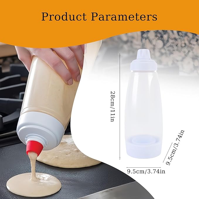 Pancake Batter Dispenser, Pancake Mix Dispenser with Whisk Ball and Stand Base, Pancake Batter Mixer for Pancakes, Crepes, Waffle, Muffins, Qatayef, Cupcakes, and more (1pc)