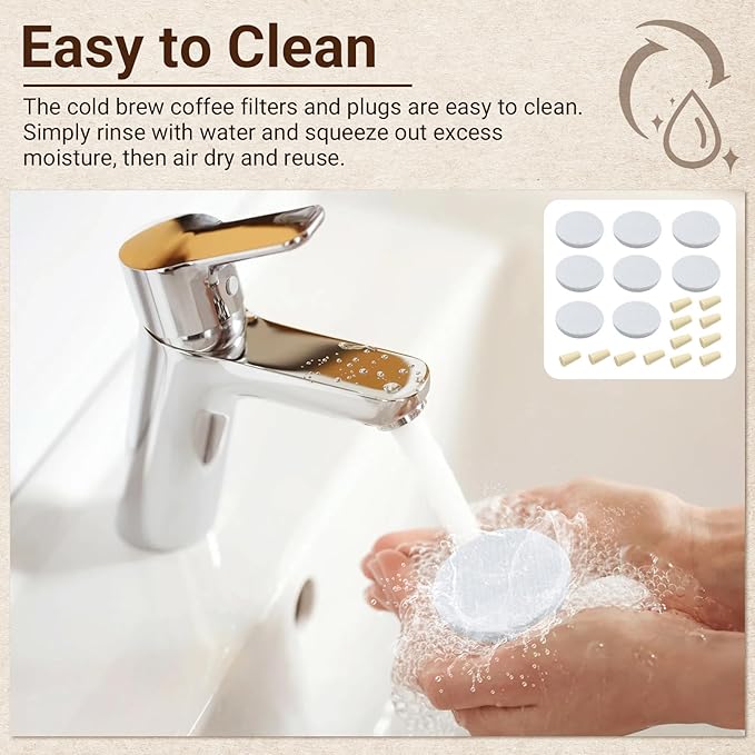 Reusable Cold Brew Coffee Filters and Stoppers Replacement Felt Filters Compatible with Toddy Cold Brew System Coffee Maker