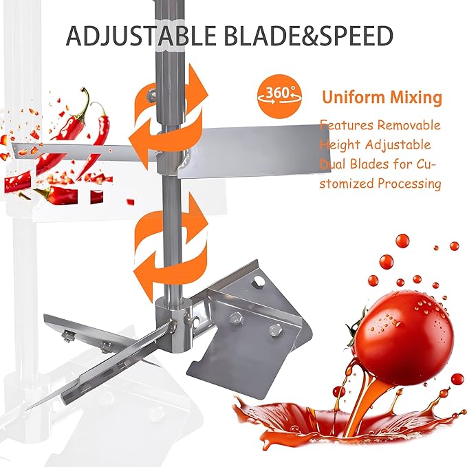 Electric Jam Mixer - Stainless Steel Automatic Pot Stirrer with 4-Blade Mixing Scraper, for Soup, Chili Sauce, Beverage, Jam & Porridge, One-Touch Operation, Commercial Food Mixing Machine (Model 40)